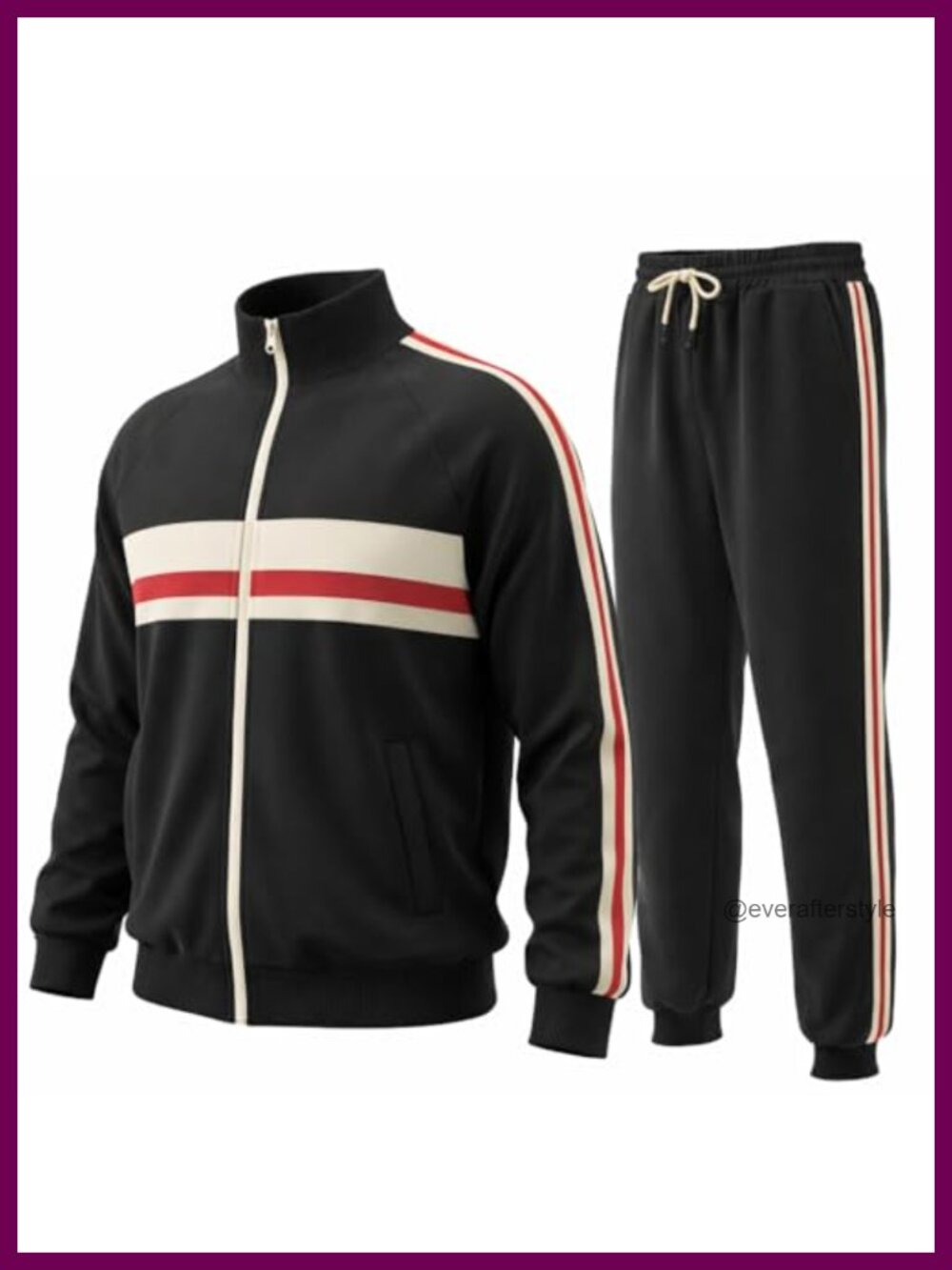 Men's 2-Piece Striped Tracksuit Set Full-Zip Jacket & Jogger Pants